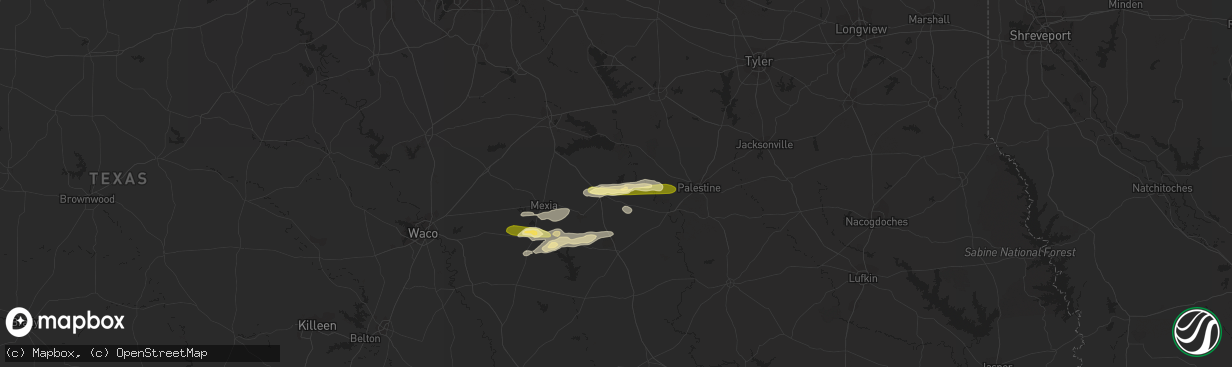 Hail map in Fairfield, TX on April 13, 2015