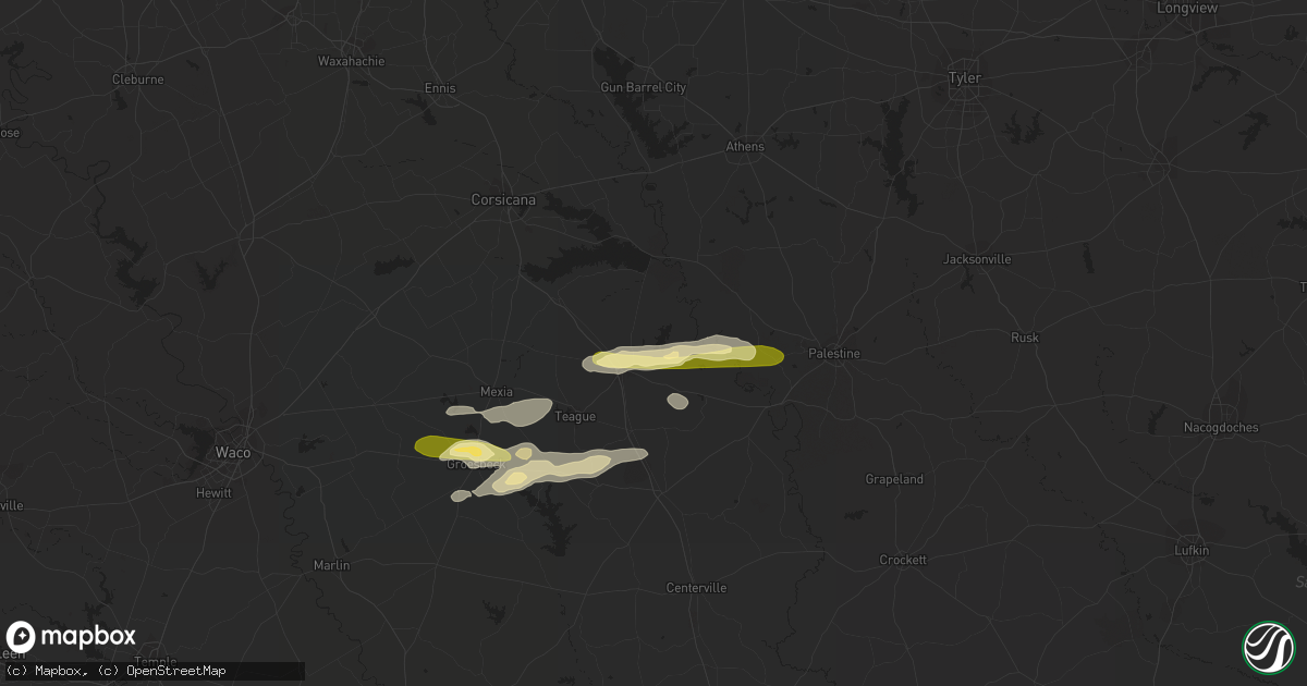 Hail map in Fairfield, TX on April 13, 2015