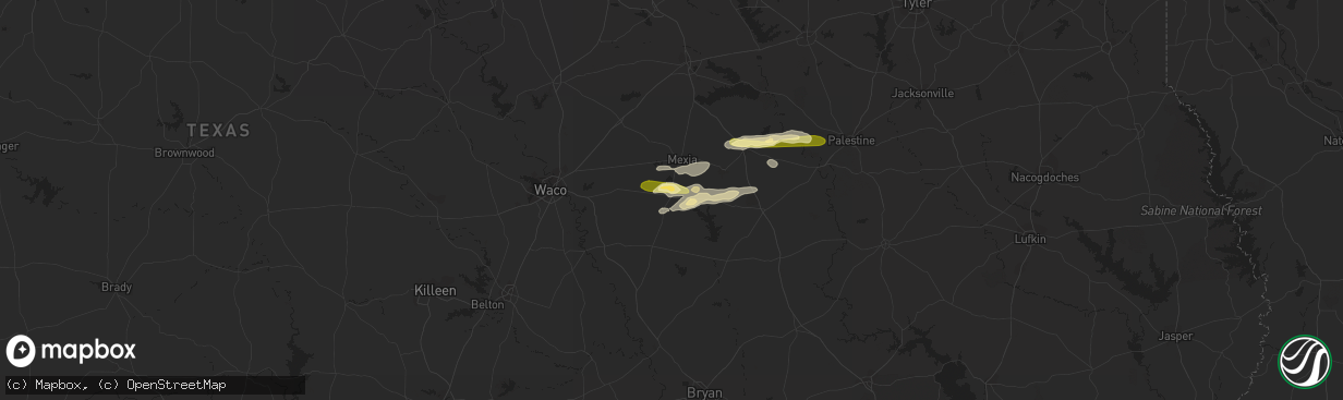 Hail map in Groesbeck, TX on April 13, 2015