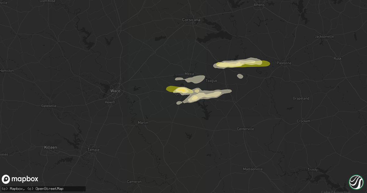 Hail map in Groesbeck, TX on April 13, 2015