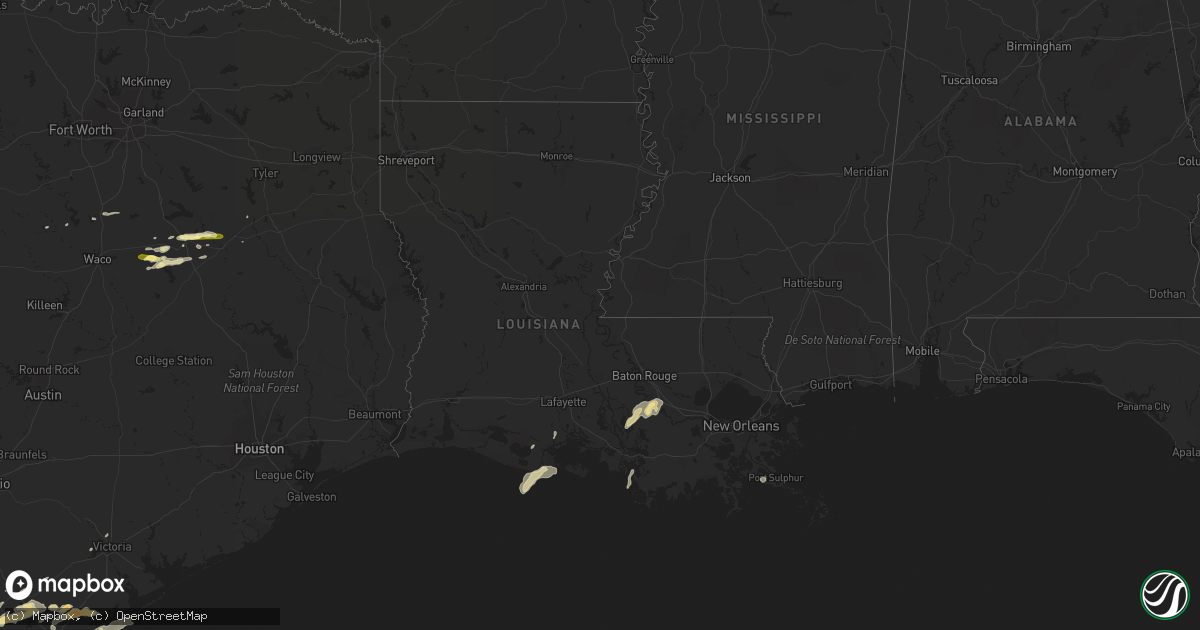 Hail map in Louisiana on April 13, 2015