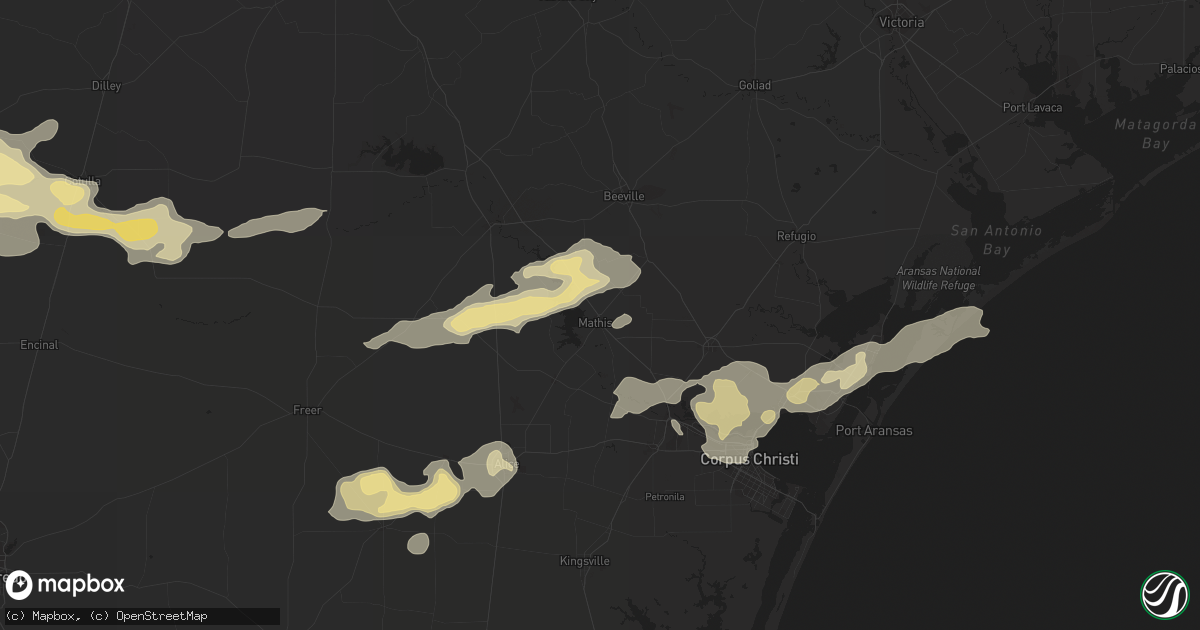 Hail map in Mathis, TX on April 13, 2015