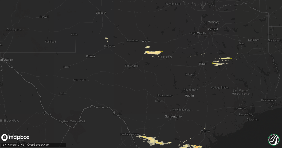 Hail map in Texas on April 13, 2015