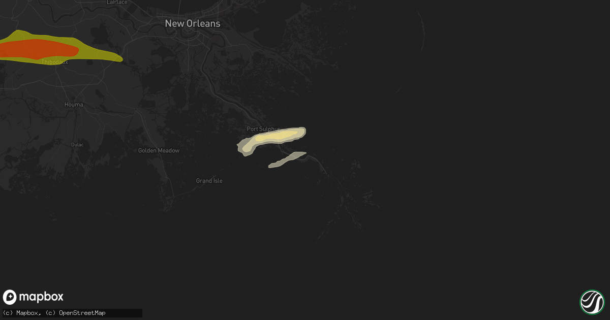 Hail map in Buras, LA on April 13, 2016