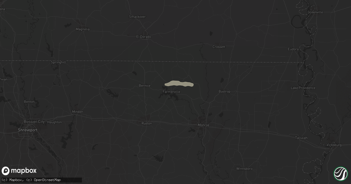 Hail map in Farmerville, LA on April 13, 2016
