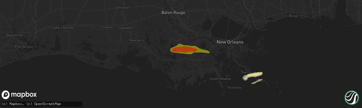 Hail map in Labadieville, LA on April 13, 2016