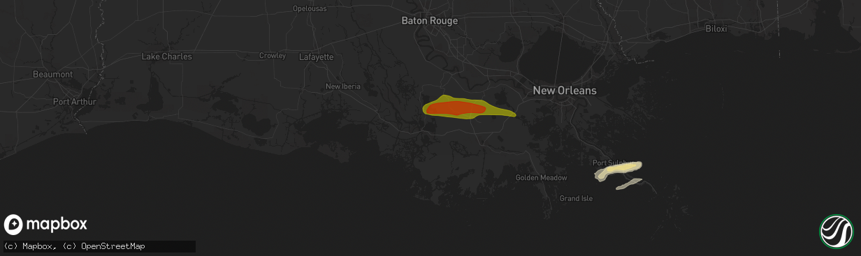 Hail map in Morgan City, LA on April 13, 2016