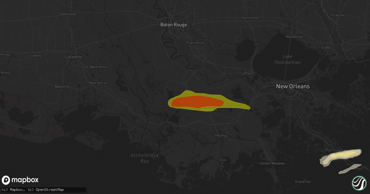 Hail map in Napoleonville, LA on April 13, 2016