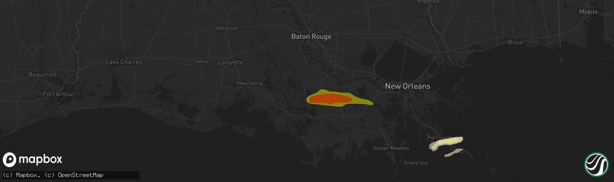 Hail map in Pierre Part, LA on April 13, 2016