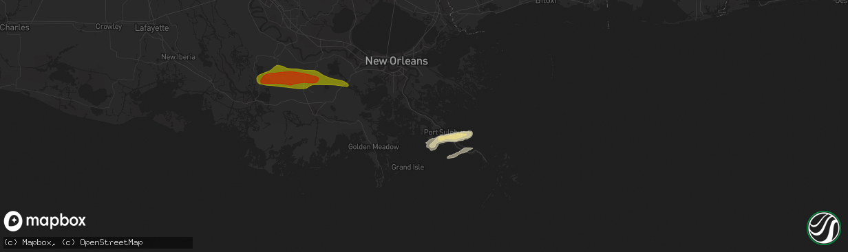 Hail map in Port Sulphur, LA on April 13, 2016