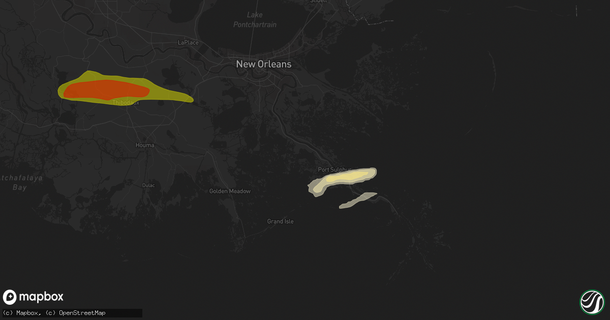 Hail map in Port Sulphur, LA on April 13, 2016
