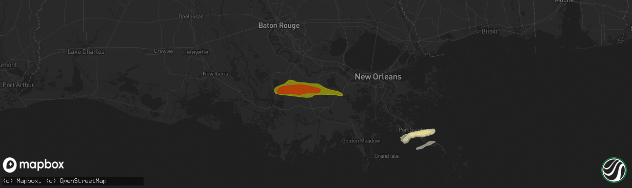 Hail map in Thibodaux, LA on April 13, 2016