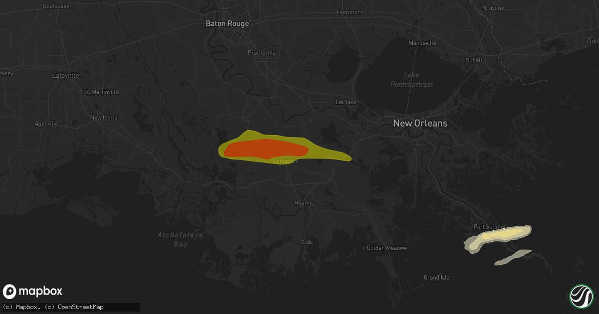 Hail map in Thibodaux, LA on April 13, 2016