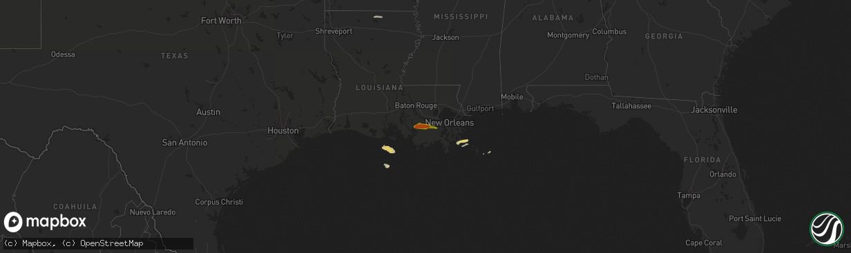 Hail map on April 13, 2016