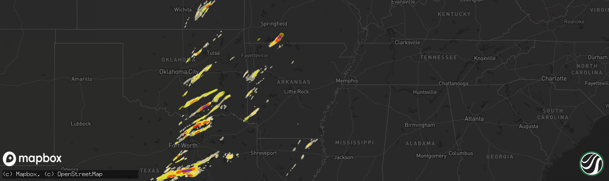 Hail map in Arkansas on April 13, 2018