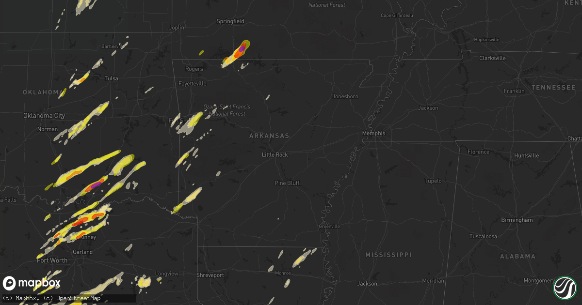 Hail map in Arkansas on April 13, 2018