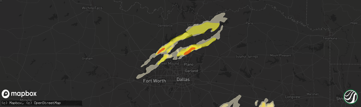 Hail map in Frisco, TX on April 13, 2018