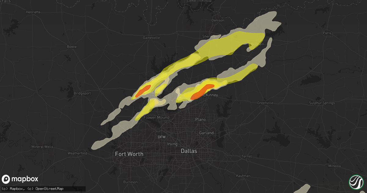 Hail map in Frisco, TX on April 13, 2018