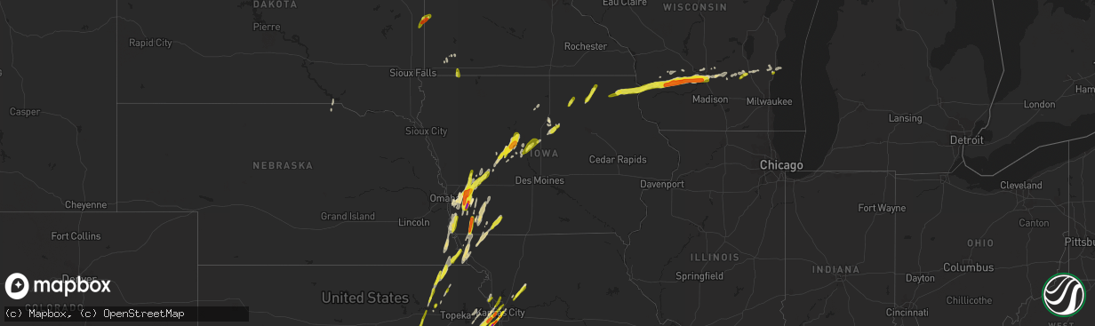 Hail map in Iowa on April 13, 2018