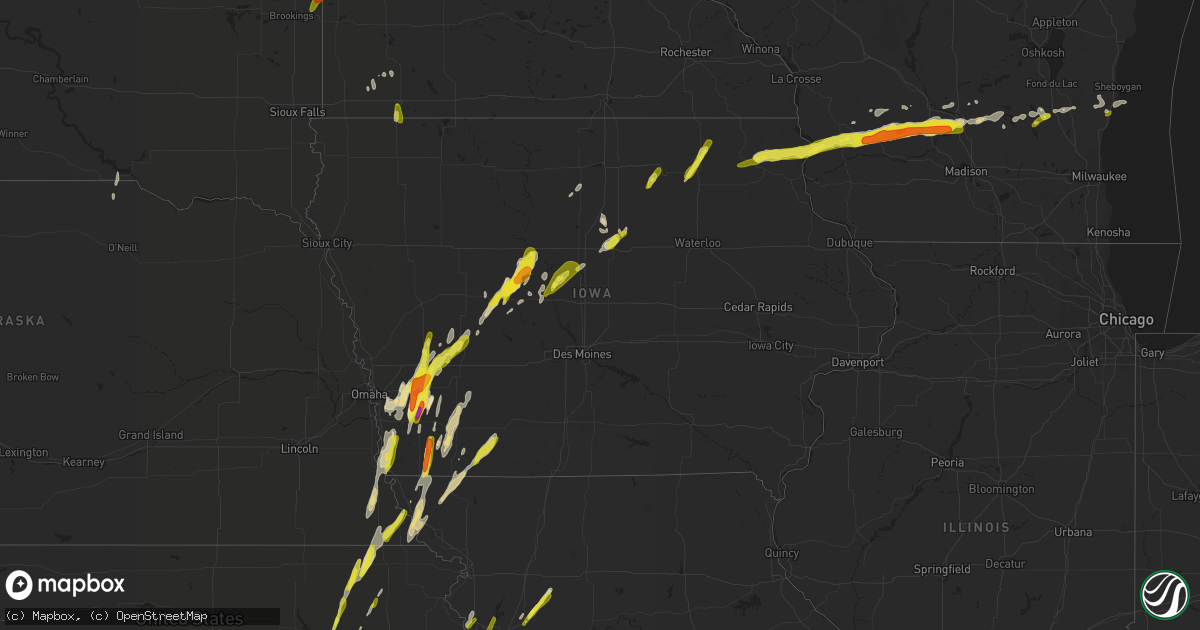 Hail map in Iowa on April 13, 2018