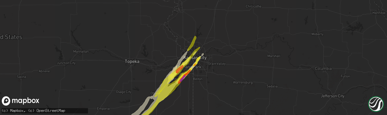 Hail map in Kansas City, MO on April 13, 2018