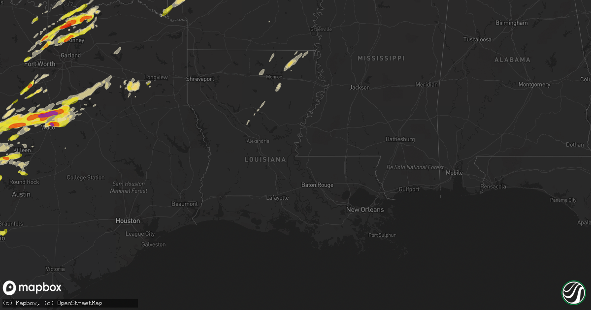 Hail map in Louisiana on April 13, 2018