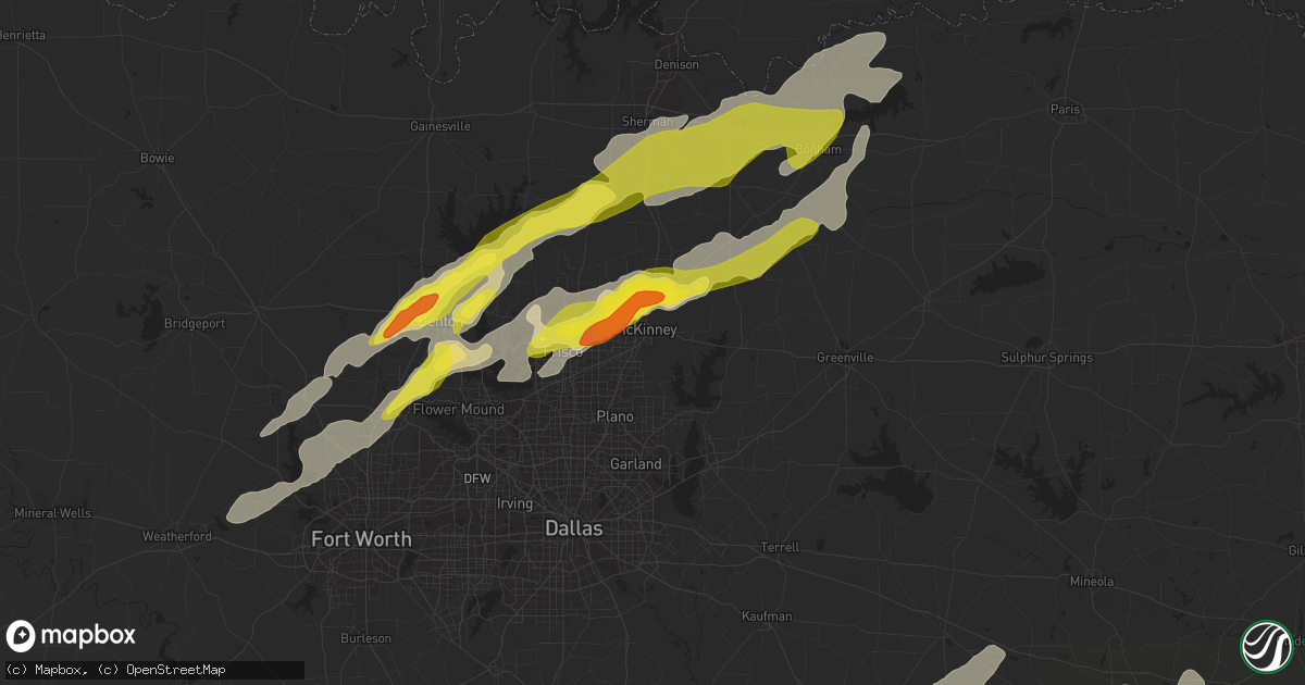 Hail map in Mckinney, TX on April 13, 2018