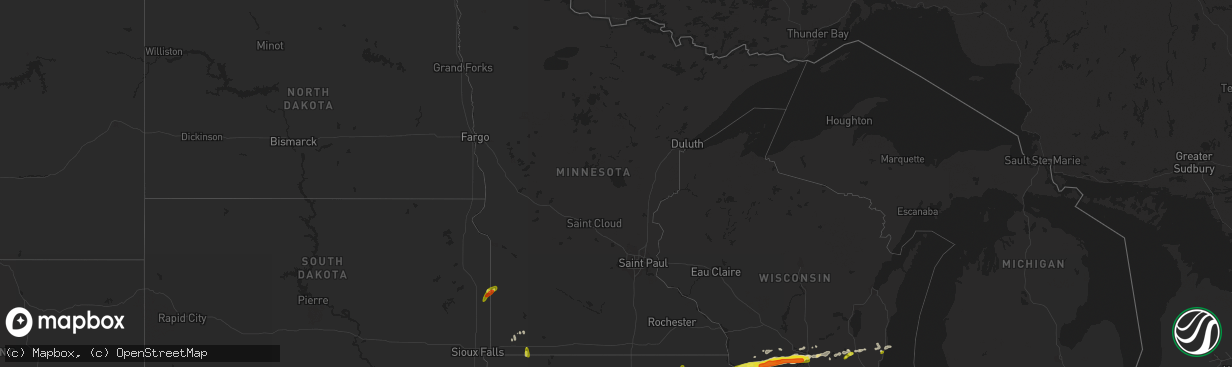 Hail map in Minnesota on April 13, 2018