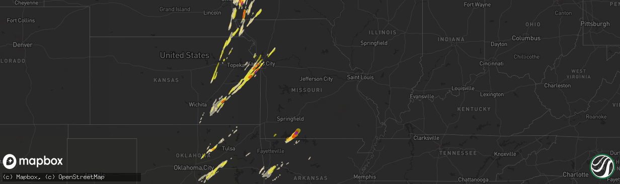 Hail map in Missouri on April 13, 2018