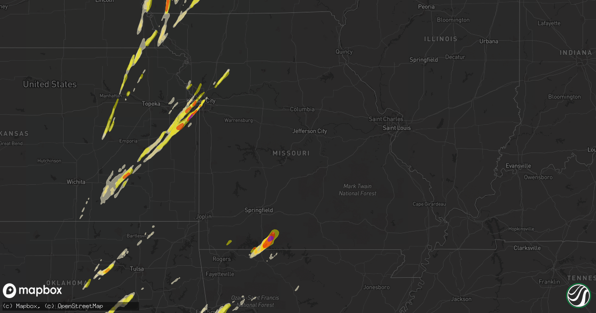 Hail map in Missouri on April 13, 2018