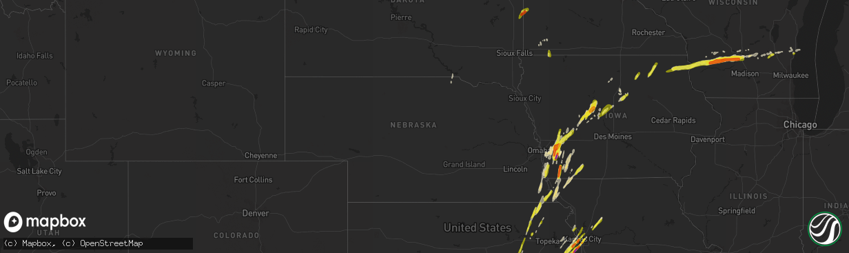 Hail map in Nebraska on April 13, 2018