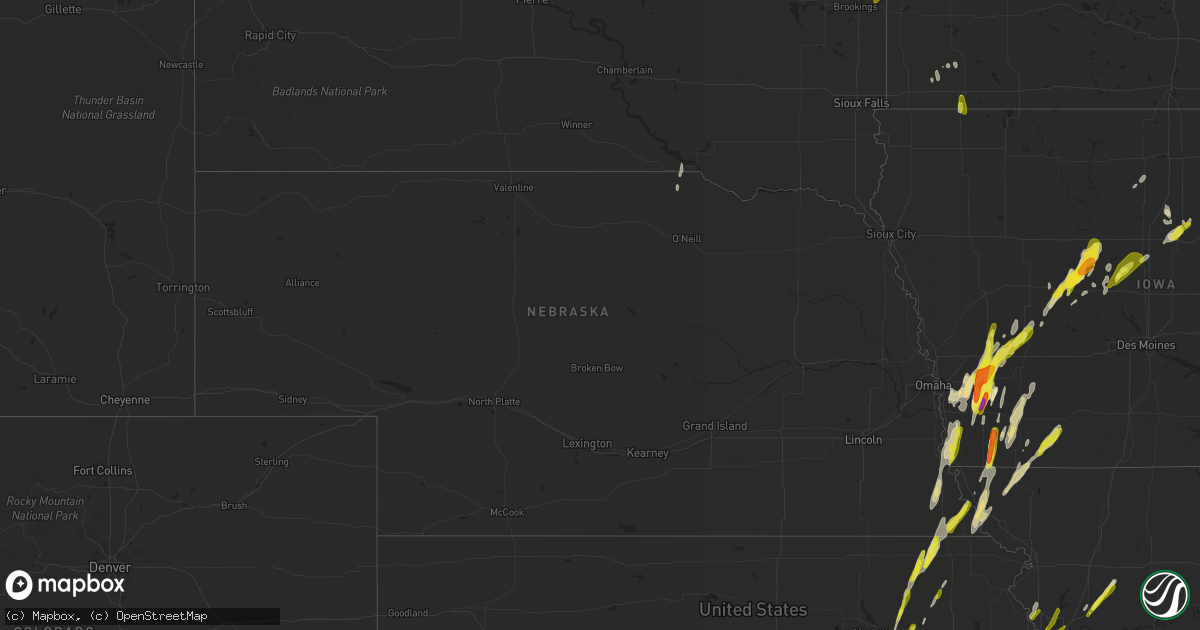Hail map in Nebraska on April 13, 2018