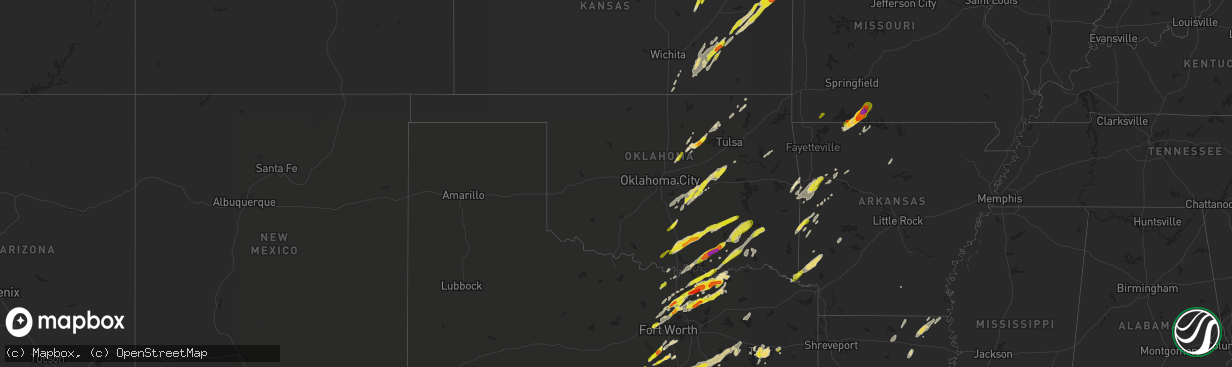 Hail map in Oklahoma on April 13, 2018