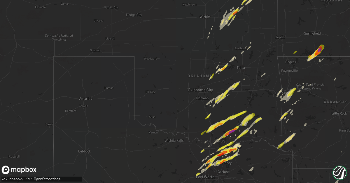 Hail map in Oklahoma on April 13, 2018