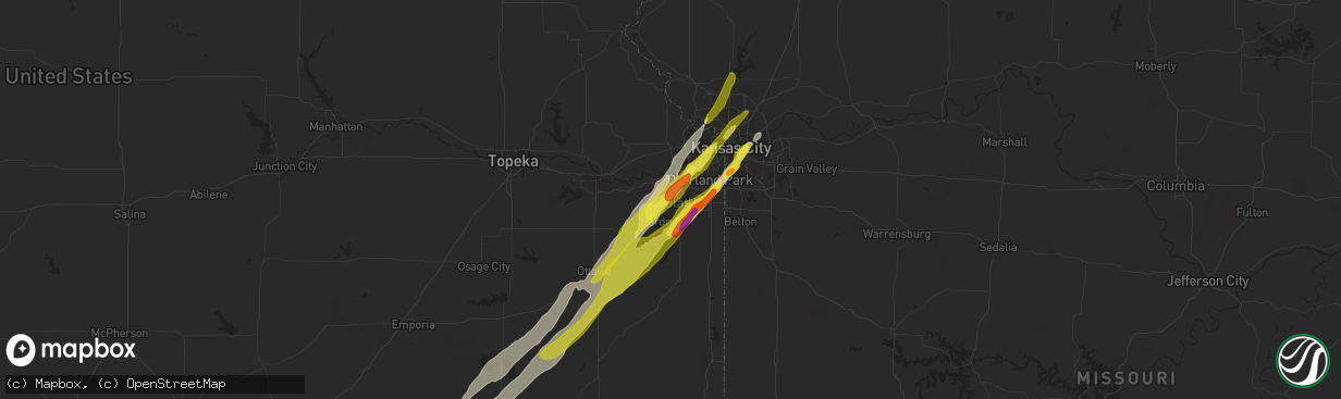 Hail map in Olathe, KS on April 13, 2018