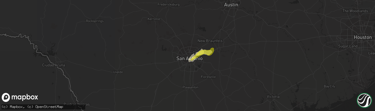 Hail map in San Antonio, TX on April 13, 2018