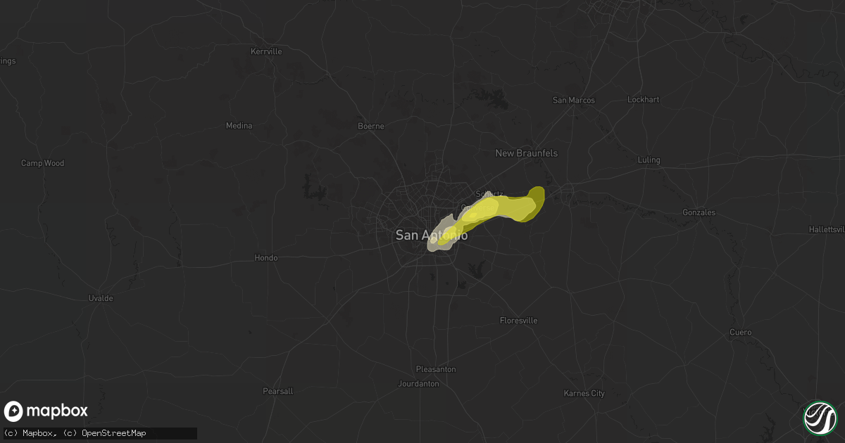 Hail map in San Antonio, TX on April 13, 2018