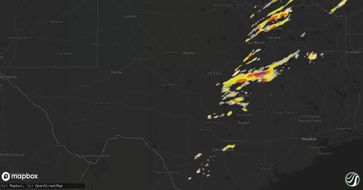 Hail map in Texas on April 13, 2018