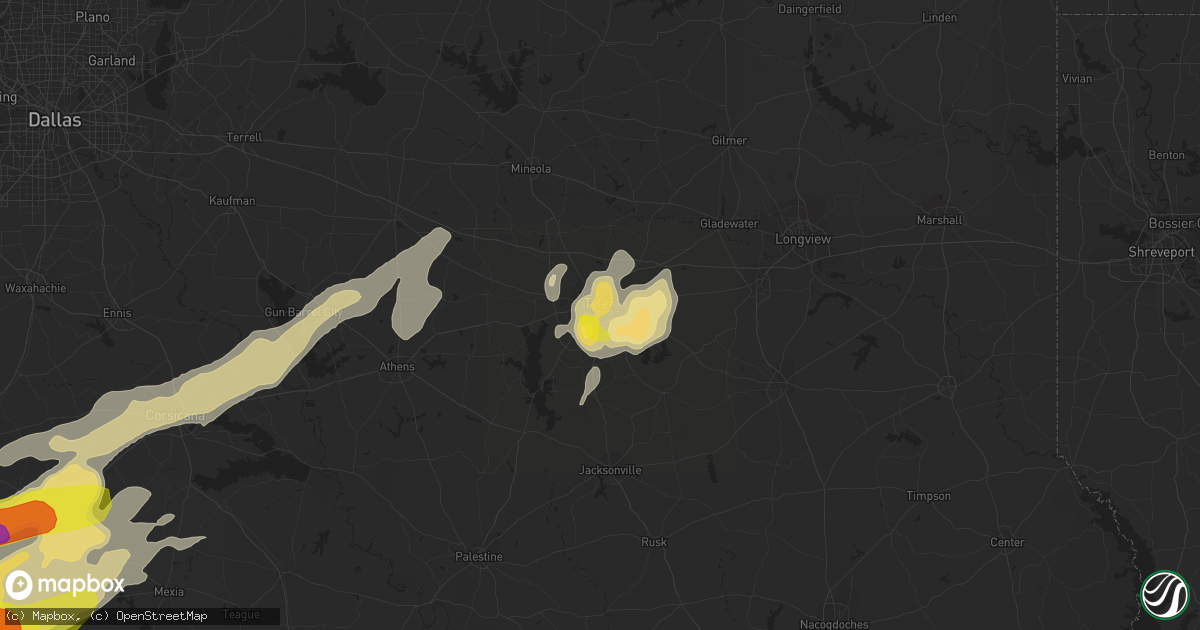 Hail map in Tyler, TX on April 13, 2018