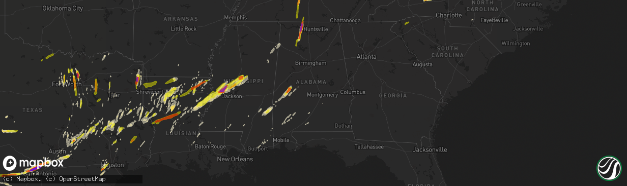 Hail map in Alabama on April 13, 2019