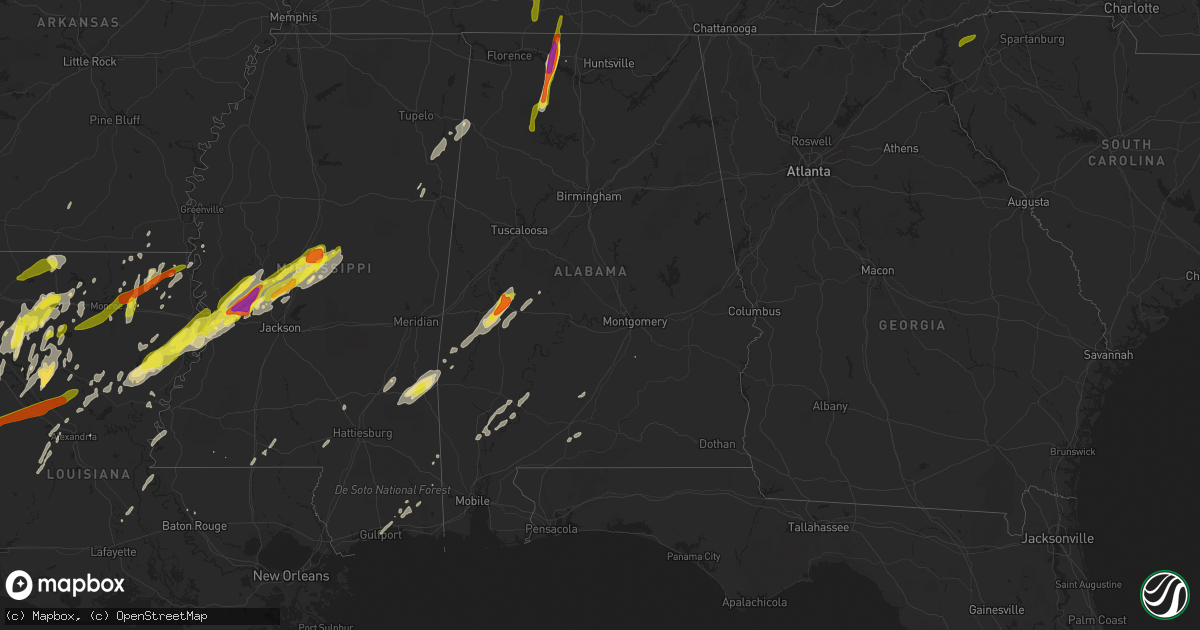 Hail map in Alabama on April 13, 2019