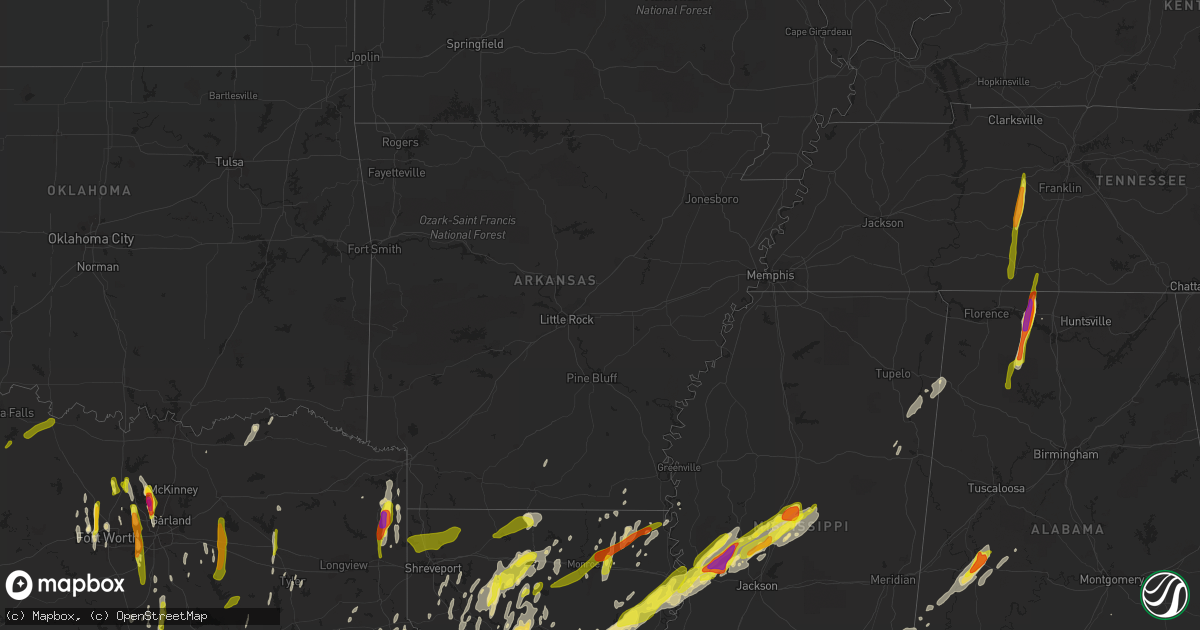 Hail map in Arkansas on April 13, 2019