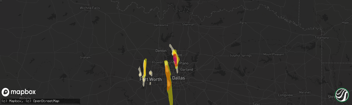 Hail map in Frisco, TX on April 13, 2019