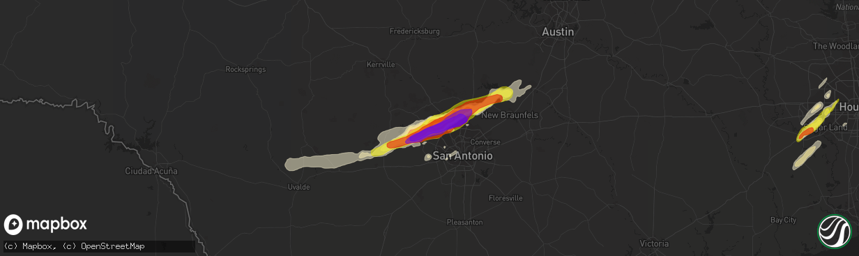 Hail map in Helotes, TX on April 13, 2019