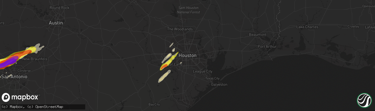 Hail map in Houston, TX on April 13, 2019