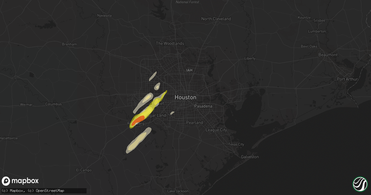 Hail map in Houston, TX on April 13, 2019