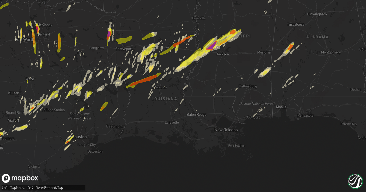 Hail map in Louisiana on April 13, 2019