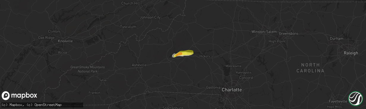 Hail map in Morganton, NC on April 13, 2019