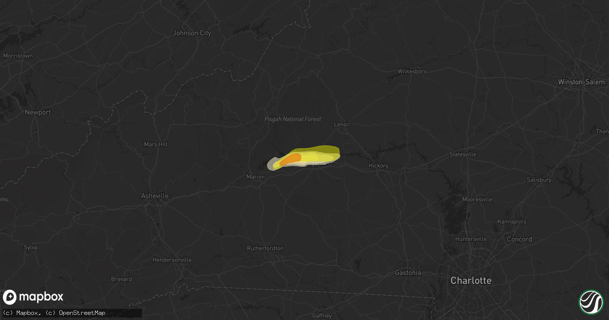 Hail map in Morganton, NC on April 13, 2019