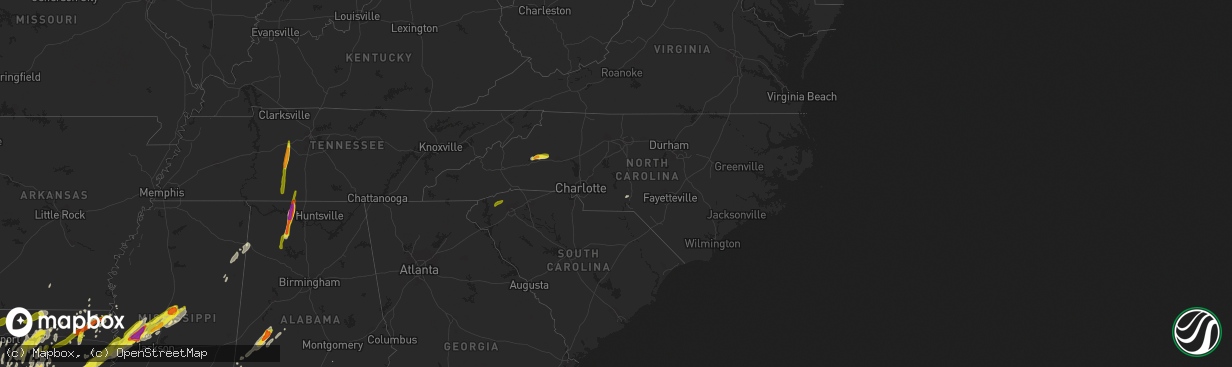 Hail map in North Carolina on April 13, 2019